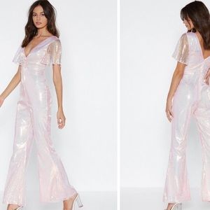 Nasty Gal Pink sequined jumpsuit